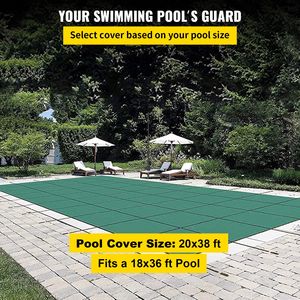 Copertura di Sicurezza Verde a Rete Solida per Piscina Interrata Rettangolare, Avvolgitore per Copertura di Sicurezza per Piscine da 20 x 38 piedi - Product Image 5