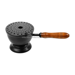 Black Metal Incense Burner With Wooden Handle Aromatherapy Diffuser Religious Use All Season <b>Decorative</b> Home Fragrance Holder - Product Image 2