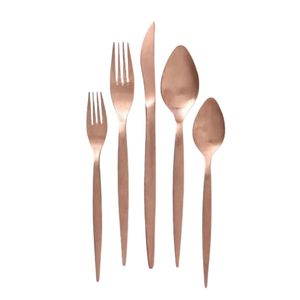 Ensemble de couverts de luxe en or rose mat, couteau, fourchette, cuillère en acier inoxydable, design moderne, vaisselle pour la maison et la cuisine - Product Image 4