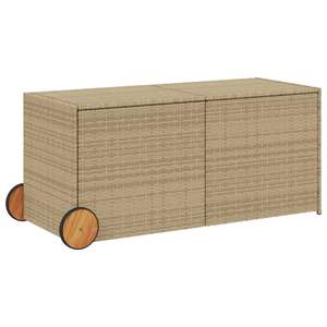 Grande boîte de rangement de jardin en rotin PE beige mélangé, mobilier d'extérieur élégant pour l'organisation - Product Image 2