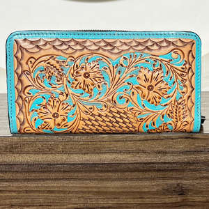 Portefeuille pour femme en cuir de vachette véritable, artisanal, vintage, avec protection RFID pour cartes et téléphone portable - Product Image 4