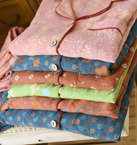 Conjunto de Pijama de Lino y Algodón con Estampado Floral para Mujer, Manga Larga, Cierre de Botones, Cuello Peter Pan, Ropa de Dormir Informal para Primavera - Product Image 3