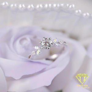 Elegant Round Cut Moissanite <b>Diamond</b> Floral <b>Ring</b> In 925 Sterling Silver Luxury Cluster Engagement Jewelry For Women - Product Image 3