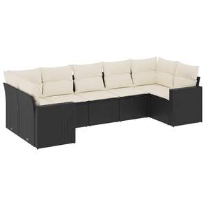Juego de 7 Muebles de Jardín de Ratán PE Negro con Patas Ajustables Grandes, Cómodos Muebles de Exterior - Product Image 2