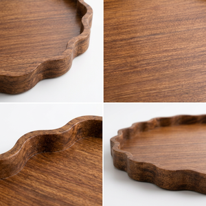 Bandeja de Servir Hecha a Mano al por Mayor, Bandeja Redonda de Madera con Borde Festoneado Personalizada OEM ODM, DECORYUG - Product Image 3