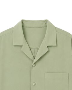 Customized Sage Green Oversized Casual Men <b>Shirt</b> <b>Half</b> Sleeve <b>Button</b> Up Cuban Collar Loose Fit Summer Beach Fashion Top Wear - Product Image 5
