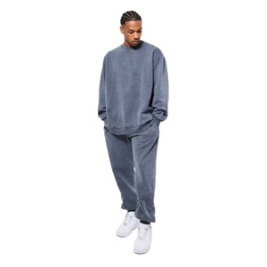 Unique Design Best Selling Custom Unisex Solid Casual Acid Washed <b>Tracksuit</b> Set Full Customization Wholesale Workout Gear Winter - Product Image 1