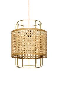 Luminaire suspendu industriel en métal moderne avec abat-jour en bambou tressé, pour salon - Product Image 3