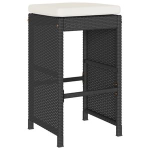 Ensemble de 2 tabourets de bar de jardin en polyrotin noir avec structure en acier thermolaqué – Élégant accessoire de repas extérieur - Product Image 3