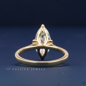 Bague de fiançailles en or 14 carats avec diamant de laboratoire pour femme, taille marquise, diamant synthétique brillant étincelant, certifié IGI, luxe et raffinement - Product Image 6