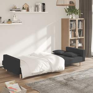 Sofá Cama Estándar de Tela 100% Poliéster Gris Oscuro con Estructura de Madera y Plástico - Product Image 3
