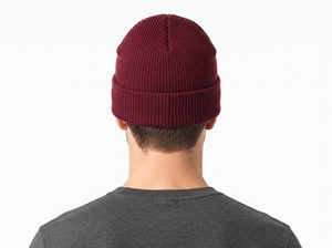 Bonnet unisexe en tricot bordeaux 100 % acrylique, couleur unie, style décontracté, chaud pour l'hiver, taille adulte 56-58 cm, style urbain quotidien - Product Image 3
