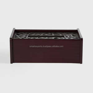 Grande boîte à mouchoirs en bois de luxe Sculpture détaillée Couvercle coulissant lisse Écologique Parfait pour les hôtels, les maisons et les espaces professionnels - Product Image 2