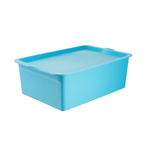 OEM Custom Eco-Friendly PP Plastic Rectangle Storage Box with Lid Stackable 3-6L Capacity Bathroom Container - Product Image 2