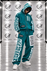 Ensemble de survêtement graphique personnalisé pour homme, sweat à capuche zippé oversize et pantalon de jogging ample, style streetwear, deux pièces, OEM - Product Image 2