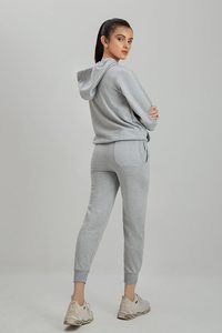 Ensemble sweat à capuche et pantalon de jogging gris chiné pour femme, personnalisable avec logo, vente en gros, fabricant d'ensembles de sweats à capuche pour femme - Product Image 6