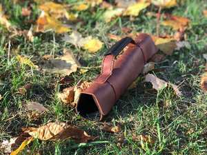 Porte-couteaux en cuir véritable fait main de haute qualité, classique, écologique, léger et portable, avec 4 à 6 compartiments et cordon de serrage - Product Image 3