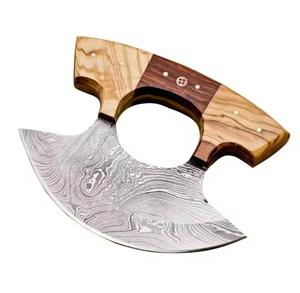 Couteau à pizza personnalisé en acier Damas fait main avec manche en bois sur mesure et étui en cuir, artisanat en acier, compatible micro-ondes international - Product Image 5