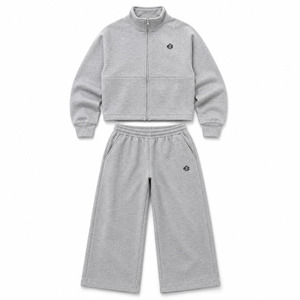 Conjunto Deportivo de Algodón Grueso Orgánico para Mujer, Top Corto Personalizado, Sudadera con Cremallera OEM ODM, Pantalones Anchos con Dobladillo Dividido, Ropa Deportiva Informal para Uso Diario - Product Image 4