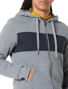 Sweat-shirt à capuche gris pour homme, design color block, coupe classique, vêtement décontracté pour l'automne, matière French Terry, style avec poche - Product Image 3