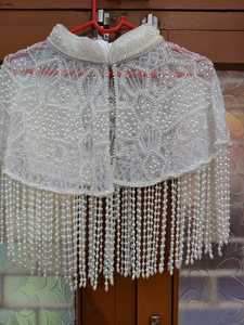 Capa de Nailon con Cuentas Plateadas y Adornos de Cristal, Flecos Largos, Elegante, para Fiesta, Disfraz, Boda, Modelo Conifer Hecho a Mano, Talla 36 - Product Image 4