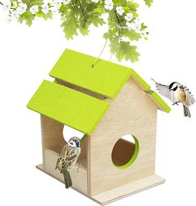 Mangeoire à oiseaux suspendue en bois pour jardin extérieur, patio, balcon, oiseaux de petite, moyenne et grande taille, écologique - Product Image 2