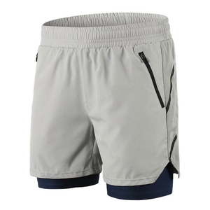 <b>Mens</b> Grey Sports <b>Shorts</b> Lightweight Running <b>Shorts</b> Elastic Waist <b>Zip</b> <b>Pocket</b> Training <b>Shorts</b> Casual Summer Outdoor Fitness Wear - Product Image 4