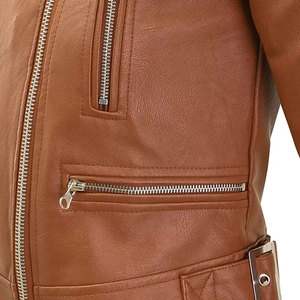 AL BARAKA WEAR Wholesale Custom Women <b>Leather</b> <b>Jacket</b> Slim Fit Biker Coat OEM ODM Embroidery Custom Label Breathable <b>Winter</b> - Product Image 3