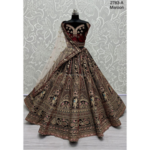 Collections de velours de vêtements de mariée indiens pour la mariée avec le travail de Zarkhan par Fabzone - Product Image 5
