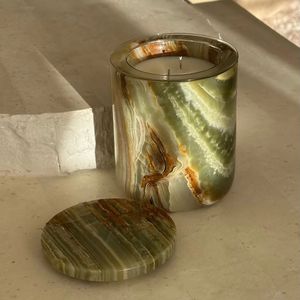 Luxury <b>Large</b> Natural Onyx Stone <b>Candle</b> Handcrafted Alabaster Jar <b>Scented</b> <b>Candle</b> For Premium Home Ambience - Product Image 4
