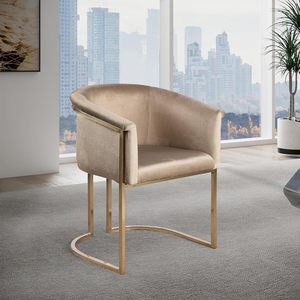 Chaise de salle à manger capitonnée en velours gris moderne et contemporain, chaise d'appoint standard pour chambre et salle à manger - Product Image 1
