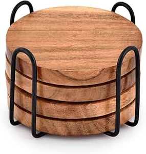 Premium Handmade Natural Wooden <b>Coasters</b> Set for Dining <b>Table</b> Protection with Heat Resistant Eco Friendly Finish for Home Kitche - Product Image 2