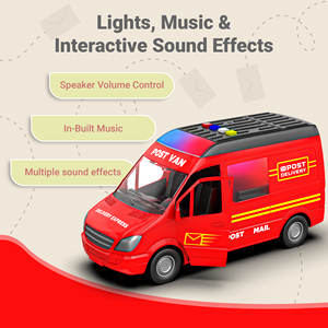 Jouet Postvan à friction de qualité supérieure avec musique et lumières LED clignotantes pour enfants, jeu interactif disponible à la vente - Product Image 5