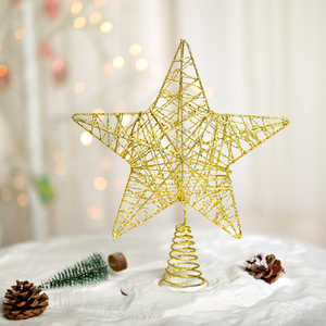 Adornos Navideños de Estrella Dorada Artificial de Metal para Árbol de Navidad, Decoración Colgante, Accesorios Festivos Sostenibles e Impermeables - Product Image 3
