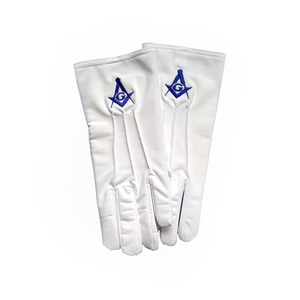 Gants de cérémonie maçonniques en coton blanc avec logo personnalisé, gants maçonniques sur mesure pour homme, pour l'église et les francs-maçons. - Product Image 3