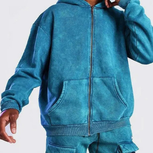 Survêtement unisexe bleu à capuche, pantalon cargo à fermeture éclair, manches longues, vêtements décontractés d'automne, polyester/nylon, léger, couleur unie - Product Image 2