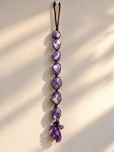 Pendentif de voiture en cristal d'améthyste naturelle |   Pendentif de rétroviseur en pierre roulée |   Décoration spirituelle bohème - Product Image 4