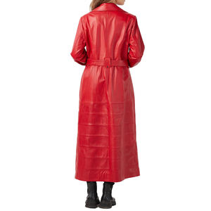 Manteau long en cuir élégant 2026 pour femme, en cuir véritable, imperméable, imprimé vintage, couleurs personnalisées, chaud et tendance pour l'hiver - Product Image 2