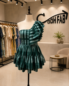 Robe longue rayée sans manches à volants, asymétrique à une épaule, coupe trapèze, en coton, style décontracté d'été, streetwear, tissée naturellement, pour la plage et les soirées - Product Image 1