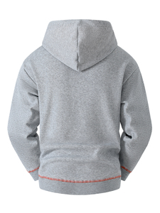 Sweat à capuche noir pour homme, coupe classique, en molleton, avec poches, doublure orange, 100% polyester, respirant, 300g - Product Image 2
