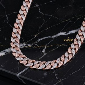 Luxury Two Tone Iced Out Cuban Link <b>Chain</b> <b>Necklace</b> for Men Women Rose Gold Silver Hip Hop Jewelry with Diamond Clasp - Product Image 1