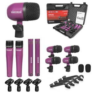 Kit de Micrófonos de Batería de 5 Núcleos, 9 Piezas, Micrófonos de Batería Totalmente Metálicos, Tom/Snare y Platillos, Juego de Micrófonos con Cable para Instrumentos de Percusión - Product Image 1