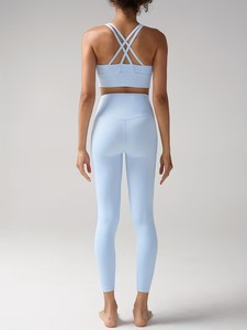 Conjunto Deportivo de Dos Piezas para Mujer, Top Deportivo de Punto Circular y Leggings de Cintura Alta con Efecto Moldeador, Traje Deportivo para Correr - Product Image 5