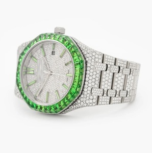 Montre mécanique de luxe DAZZLING JEWELS avec diamants Moissanite, bracelet en acier inoxydable glacé, date automatique et cadran à aiguilles en verre - Product Image 2