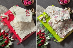 Sari Prayosha Export para Mujer, Tejido a Mano, Algodón Khadi, Bordado, con Borlas, para Uso Casual o de Fiesta, Hecho a Mano en India, de Secado Rápido - Product Image 6