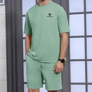 Conjunto de pantalones cortos y camiseta para hombre, 100% algodón, conjunto de pantalones cortos y camiseta para hombre para uso casual de verano. - Product Image 5