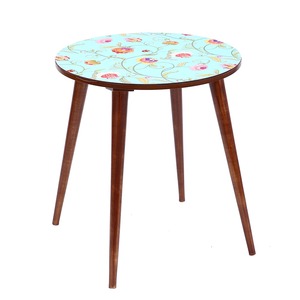 Mesa Auxiliar Redonda de Madera de Mango, Resistente y Estable, Hecha a Mano - Product Image 5