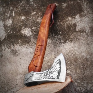 Engraved American flag hatchet Wooden <b>handle</b> splitting <b>axe</b> Handcrafted firewood hatchet Premium wood splitting tool - Product Image 1