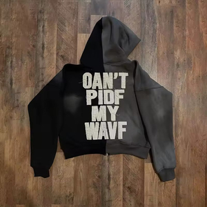 ชุดวอร์มผู้ชายแบบสั่งทำพิเศษ OEM ODM เสื้อฮู้ดซิป กางเกงจ็อกเกอร์ ทูโทน สตรีทแวร์ ปักลาย ปะติดปะต่อ ขายส่ง - Product Image 4