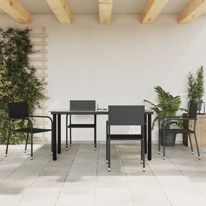 5 pezzi nero in Rattan e acciaio Patio Set da pranzo eleganti mobili da esterno - Product Image 1